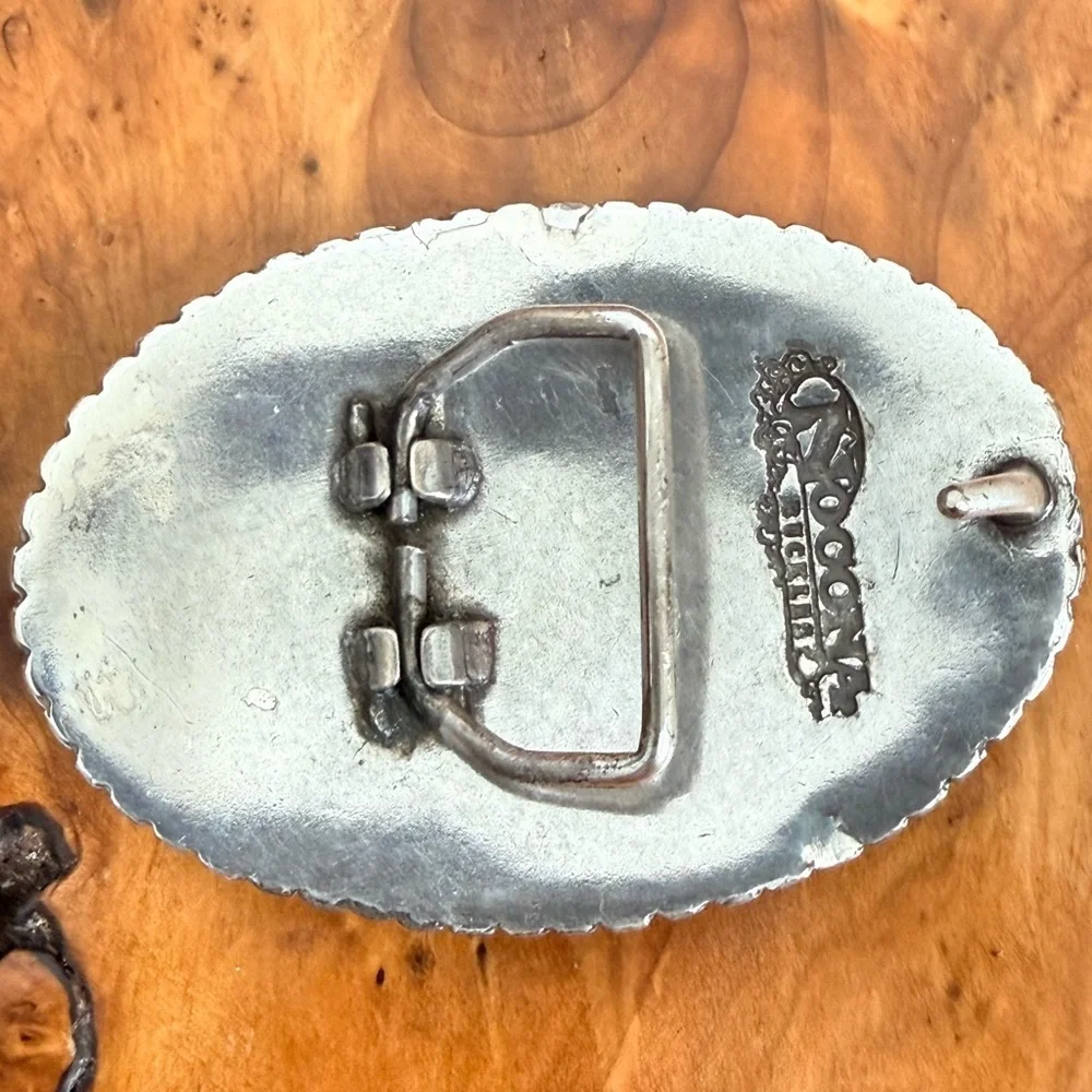 Vintage Nocona Buckle Western Cowboy Rodeo Bull Rider Oval Silver Tone 3” x 2”